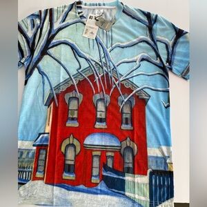 Red House in Winter by Lawrence Harris Artists T-shirt Med NWT